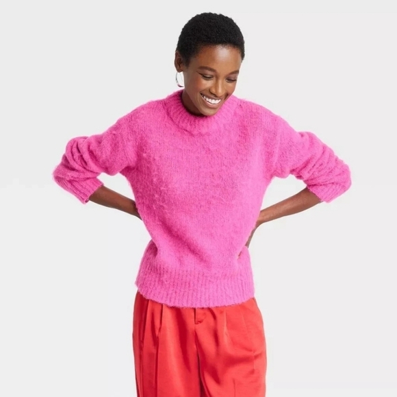 NWT A New Day Pink Brushed Pullover Fuzzy Sweater Women's Size Small - Picture 1 of 16